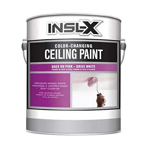 INSL-X Color-Changing Ceiling Paint gallon can with pink paint that dries white