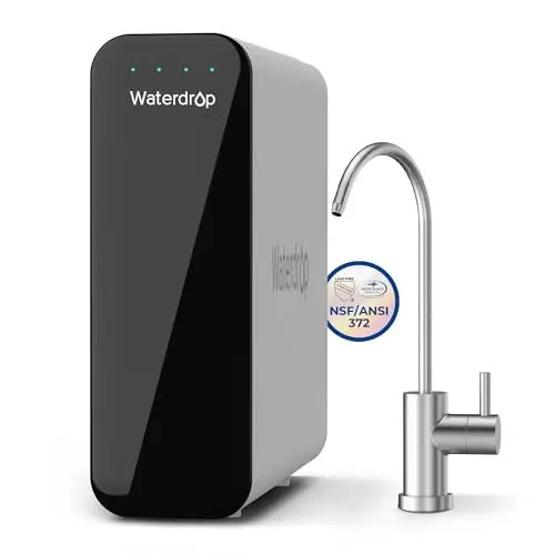 Waterdrop TSU 3-stage under sink water filter system with smart display and nickel faucet