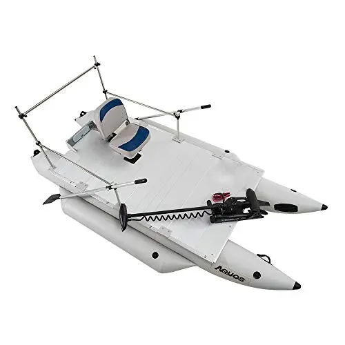 AQUOS 12.5ft grey inflatable pontoon boat with motor