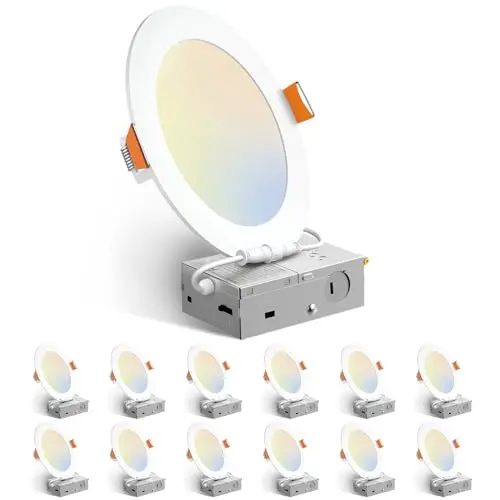 Amico ultra-thin 6-inch recessed light with slide switch for color temperature