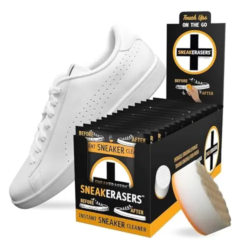 SneakERASERS pre-moistened instant sneaker cleaner sponges in a 14-pack