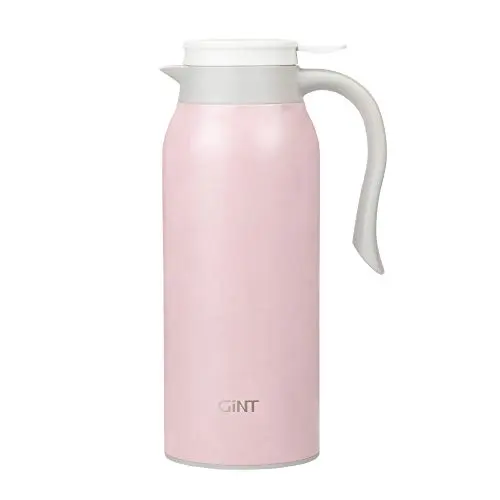 GiNT 1.5L pink stainless steel thermal coffee carafe, described as an upgraded version.