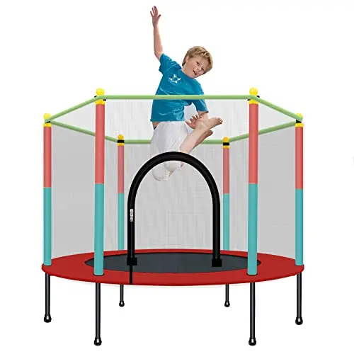 TOYMATE 5ft trampoline with safety enclosure net for toddlers