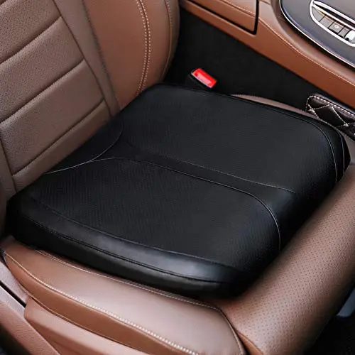 QYILAY black leather car seat cushion with ergonomic wedge design