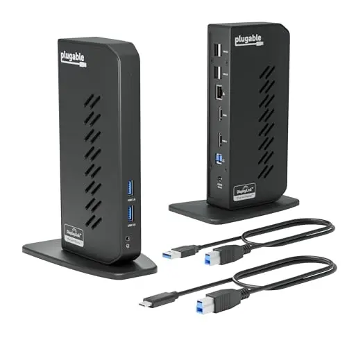 Plugable universal docking station with USB 3.0 and USB-C cables