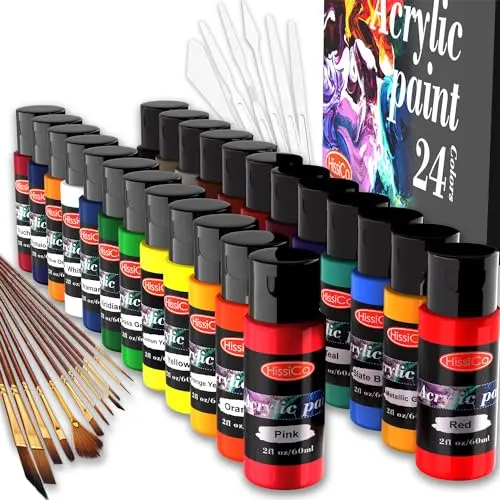HissiCo 24-color acrylic paint set with brushes and knives