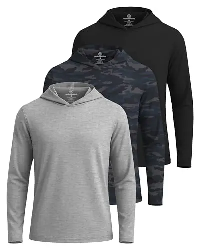 Real Essentials men's dry fit long sleeve hoodie in a multipack