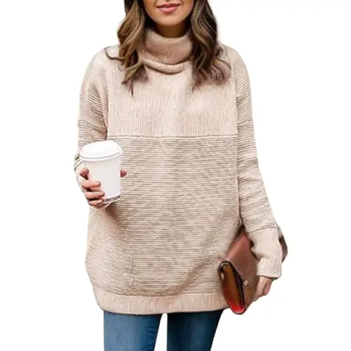 Chicwish women's ribbed turtleneck pullover sweater in a relaxed fit