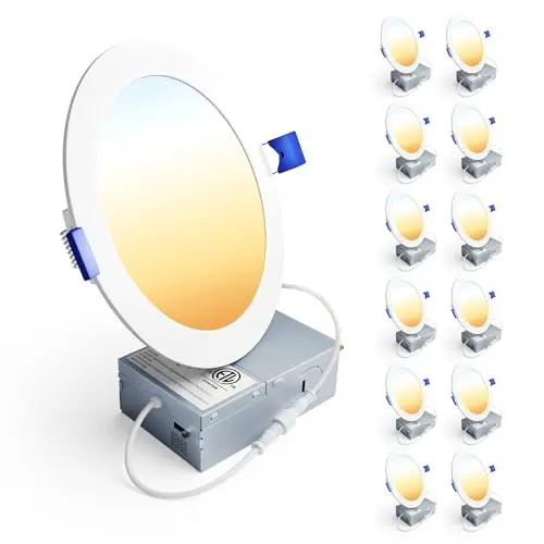 Ensenior 6-inch white wafer recessed light with flush mount design