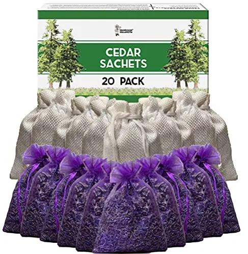 Professor Killamoth satin sachets filled with cedar chips and lavender