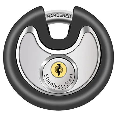 DAYGOS waterproof stainless steel disc lock with black rubber bumper