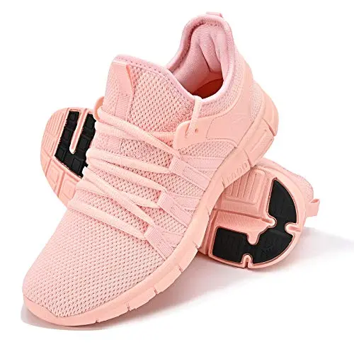 INZCOU lightweight running shoes in pink with breathable mesh design