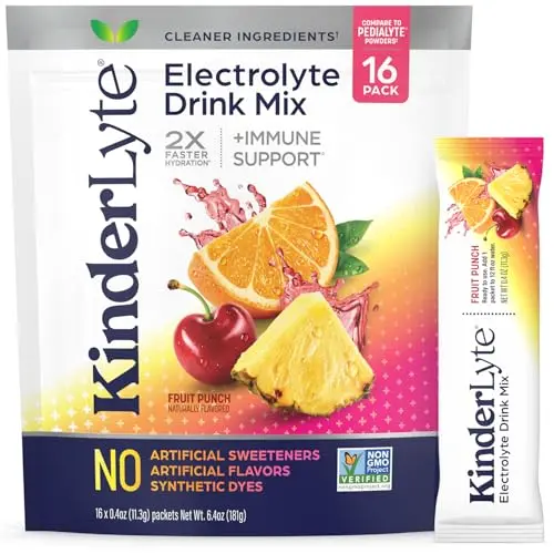 Kinderlyte electrolyte powder for kids fruit punch packets
