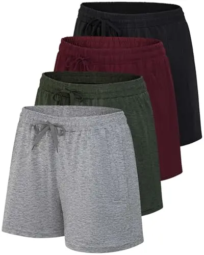 Real Essentials athletic dry-fit shorts with zipper pockets in a 4-pack