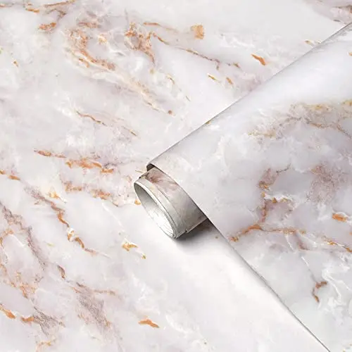 Cohoo Home white and gold marble contact paper with matte finish
