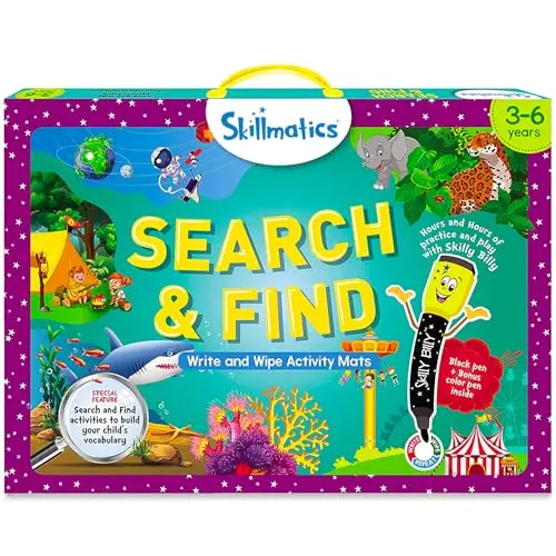 Skillmatics Search and Find reusable activity mats and dry-erase markers