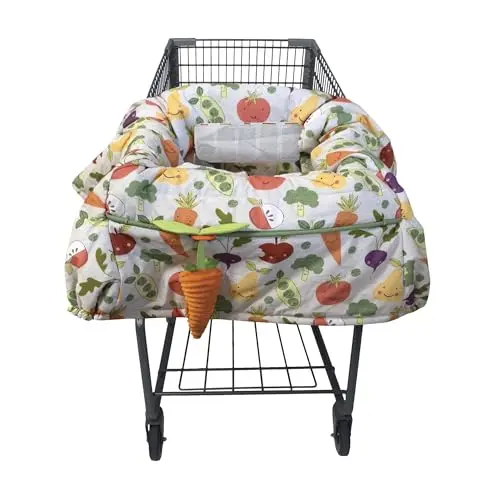 Boppy multicolor farmer's market shopping cart cover with safety harness and toy tether