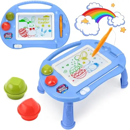 BABLOCVID Magnetic Drawing Board table for toddlers with four colored drawing areas