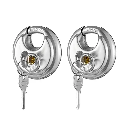 CINCINNO two-pack of stainless steel discus padlocks with shielded design