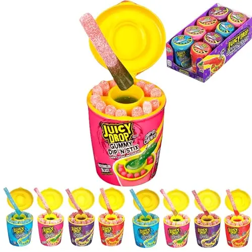 Juicy Drop Gummy Dip 'N Stix variety pack with gummy sticks and sour gel
