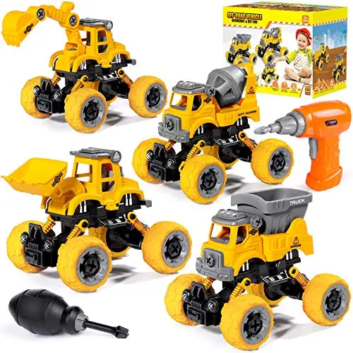 LUDILO 4-in-1 Take Apart Construction Toy Set with electric drill for kids
