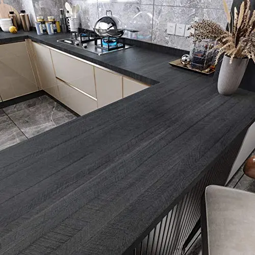 WESTICK black wood grain peel and stick countertop paper