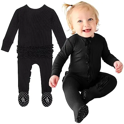 Posh Peanut baby girl pajamas in soft Papook viscose from bamboo with 2-way zipper