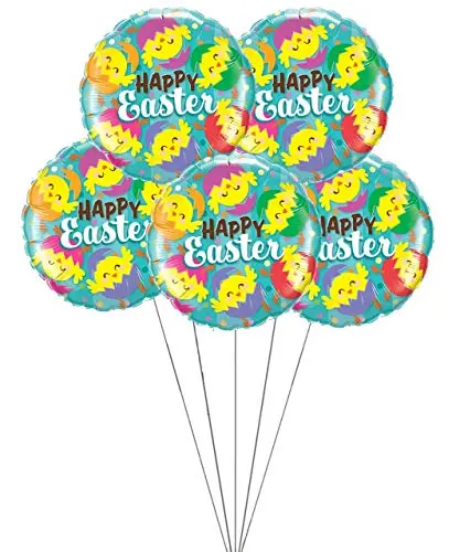 PMU 5-pack of Happy Easter Mylar foil balloons with hatched chicks design