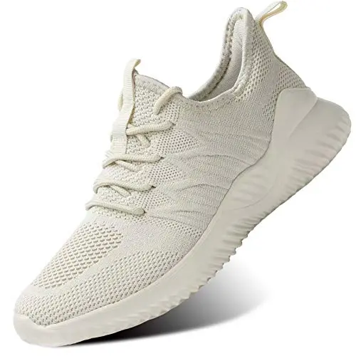 Zapatos de Mujer Women's Knitted Slip-On Sneakers in Beige