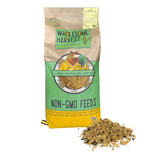 Wholesome Harvest All Flock Feed, a whole grain mix in a 40lb bag.