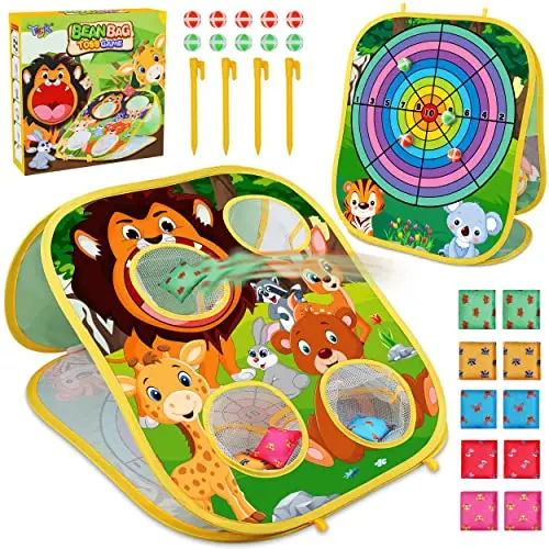 Toyk folding animal-themed bean bag toss game with boards