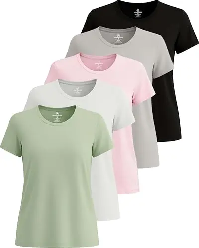 Real Essentials women's short sleeve workout t-shirts in a 5-pack with classic colors