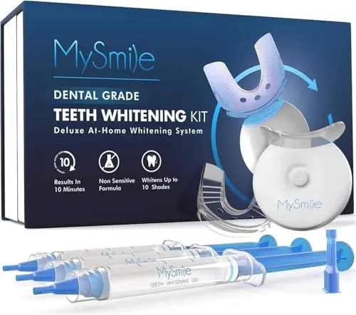 MySmile teeth whitening kit with blue LED light and whitening gel