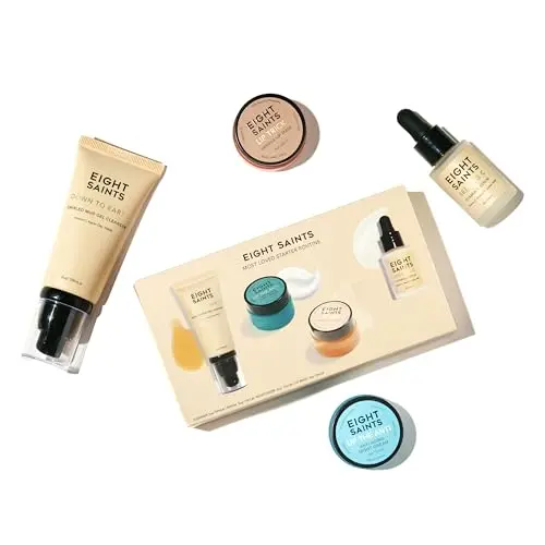 Eight Saints Most Loved Skincare Set with face wash, serum, cream, and lip mask