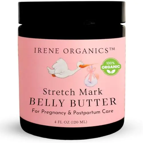 Irene Organics award-winning belly balm in glass jar
