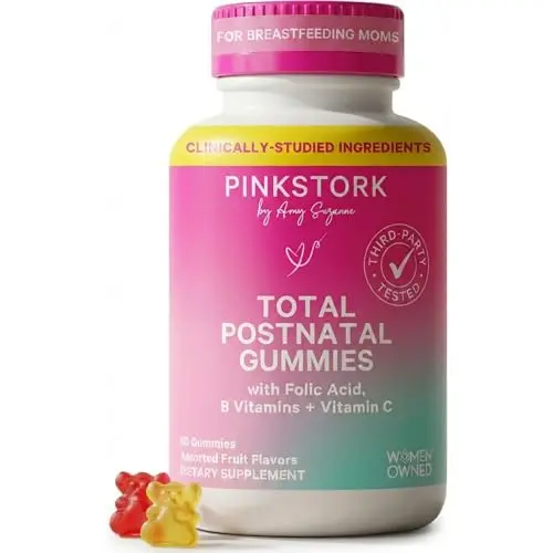 Pink Stork Total Postnatal Vitamin Gummies jar