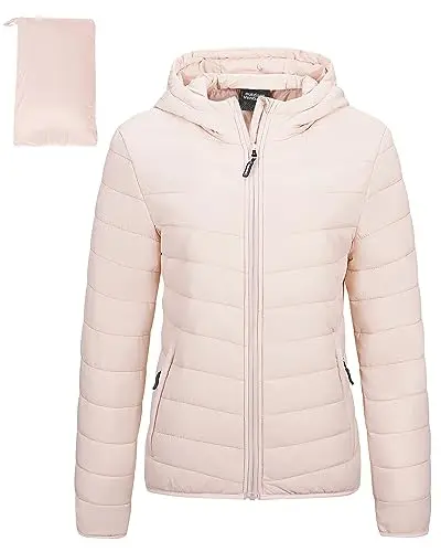 Outdoor Ventures women's lightweight puffer jacket packed into its own pocket