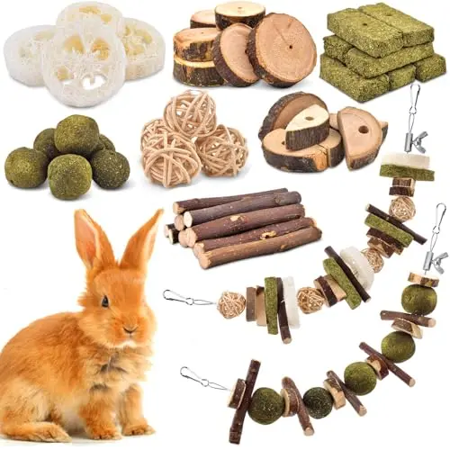 KATUMO 74-piece DIY rabbit chew toy kit with various natural components