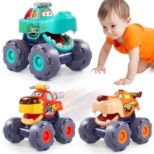 OCATO 3-pack pull back monster truck toy cars in animal designs