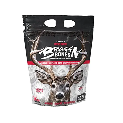 Boss Buck Bragg'n Bones 10 lb bag of high-protein mineral deer supplement