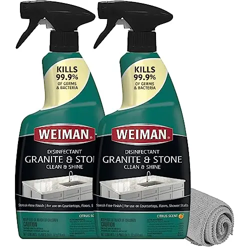Weiman Disinfectant Granite Daily Clean & Shine two-pack with included polishing cloth