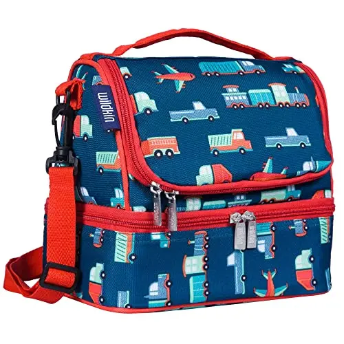 Wildkin Two Compartment Insulated Lunch Bag with Transportation theme