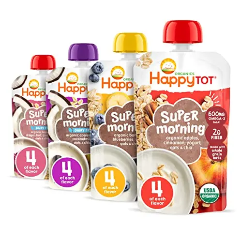 Happy Tot Organics Super Morning fruit and oat pouches