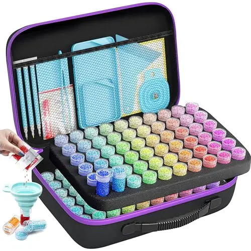 ARTDOT 120 Slots Diamond Painting Storage Case with tools and foam insert