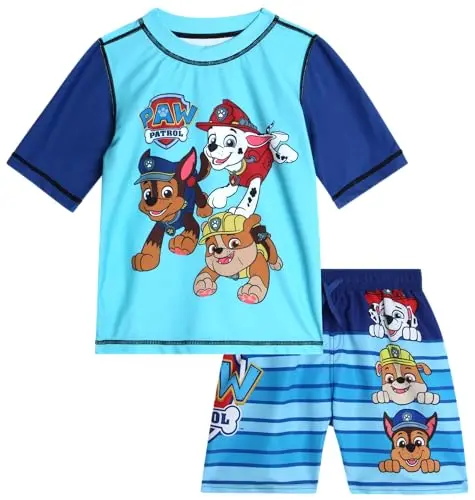 Nickelodeon Paw Patrol Boys Rash Guard Set with Chase and TMNT graphics