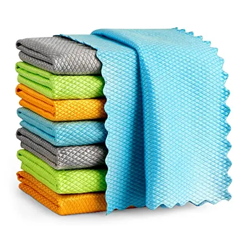 AIDEA 8-pack of multicolor microfiber glass cleaning cloths