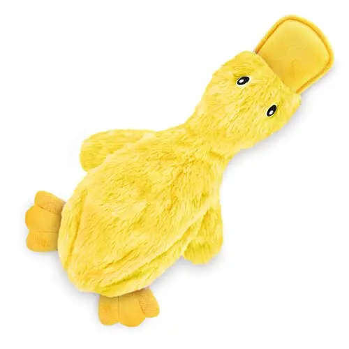 Best Pet Supplies yellow plush duck dog toy with no stuffing