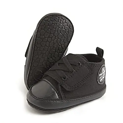 RVROVIC black canvas baby sneakers with elastic ankle band