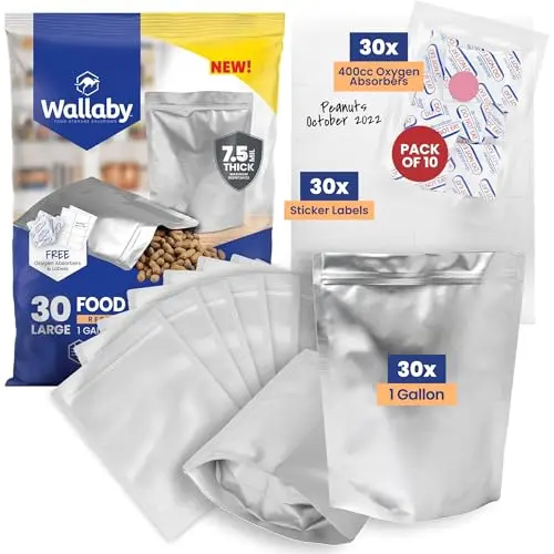 Wallaby 1-Gallon Mylar Bags with zipper and oxygen absorbers
