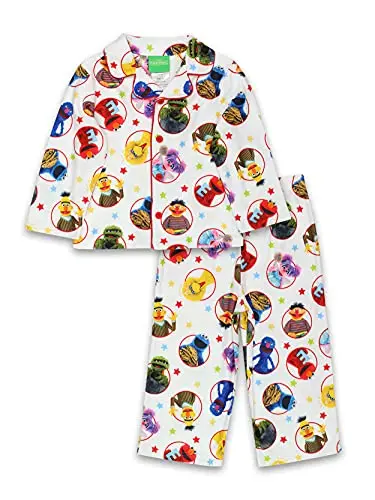 Sesame Street Baby-Boys Elmo Infant Toddler Pajama Set in white with character prints